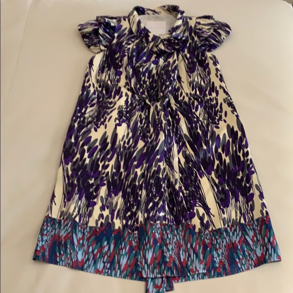 Hanii Y Silk Purple & Ivory Floral Dress - 38